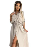 531-1 Midi košeľa so zlatými gombíkmi a kravatou - BEACH 531-1 Midi košeľa so zlatými gombíkmi a kravatou - BEACH