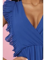 315-8 EMILY plisované šaty s volánmi a výstrihom - farba CHABRIEL