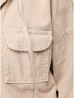 Dámska oversize manšestrová bunda s kapucňou, béžová, FashionStreet TY6051 Dámska oversize manšestrová bunda s kapucňou, béžová, FashionStreet TY6051