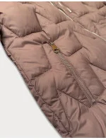 Hnedá dámska prechodná prešívaná bunda so šnúrkami na stiahnutie Libland (LD-7775)