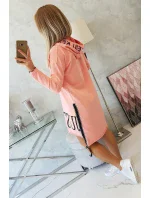 Marhuľové šaty s kapucňou a potlačou