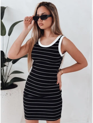 Dámske pruhované mini šaty PREFAB black FashionStreet EY2578 Dámske pruhované mini šaty PREFAB black FashionStreet EY2578
