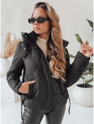 Dámska zimná bunda LOVEWARM krátka prešívaná s kapucňou čierna FashionStreet TY5039