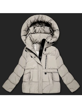 Dámska páperová bunda s kapucňou S'West light beige (B8529-46)