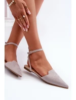 Wiązane Baleriny Eko Zamszowe Z Noskami W Szpic Szare Ellesara