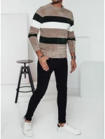 Pánsky pruhovaný hnedý sveter FashionStreet WX2242