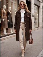 Dlhý dámsky kabát z čokoládovo hnedej ovčej kožušiny FashionStreet NY0802
