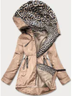 Béžovo-biela dámska bunda pre prechodné obdobie (B8037-46026)