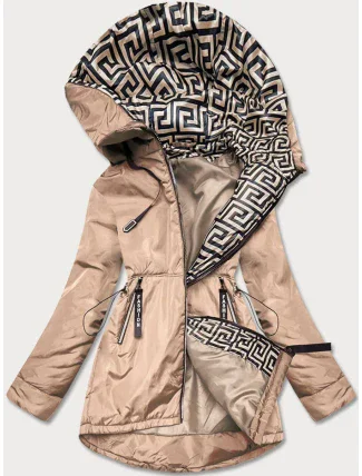 Béžovo-biela dámska bunda pre prechodné obdobie (B8037-46026)
