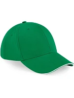 Beechfield B 20 6-panelová sendvičová čiapka „Athleisure“ 53.0020 kelly green/white