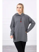 Oversize tunika s kapucňou na zips v grafitovej farbe