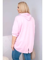 Dámska plus size mikina z viskózy s kapucňou a klokaním vreckom svetlo ružová Dámska plus size mikina z viskózy s kapucňou a klokaním vreckom svetlo ružová