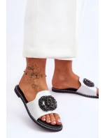 Damskie Płaskie Klapki Z Ozdobami S.Barski KV-520-3 Srebrne