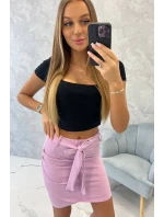 Obálková sukňa s viazaním v páse fialová