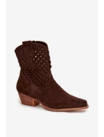 Dámské otevřené kotníkové boty na podpatku Čokoládové Ferissa