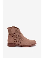 Dámske perforované členkové topánky HY61-8026 Beige - S.Barski