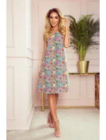 VICTORIA - Dámske trapézové šaty s farebným vzorom 296-1 VICTORIA - Dámske trapézové šaty s farebným vzorom 296-1