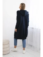 Zateplená dlhá mikina s kapucňou v tmavomodrej farbe Zateplená dlhá mikina s kapucňou v tmavomodrej farbe