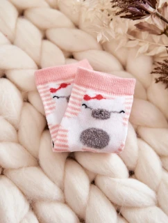 Dziecięce Skarpety W Paski Z Misiem Różowe
