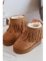 Ocieplane Botki Śniegowce Dziecięce Z Ozdobnymi Frędzlami Camel Nimia