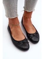Baleriny Eko Skórzane Z Kokardką Czarne Sandelal