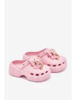 Klapki Dziecięce Dziewczęce Piankowe Z Kokardką I Ozdobami Różowe Selvana