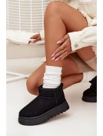 Śniegowce Damskie Na Platformie Ocieplane Futerkiem Czarne Vesirae