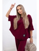 Súprava bavlnenej blúzky a nohavíc 6727 bordová - Kesi