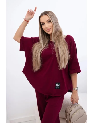 Súprava bavlnenej blúzky a nohavíc 6727 bordová - Kesi