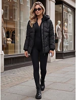 Dámska zimná prešívaná bunda s kapucňou, čierna, FashionStreet TY5751 Dámska zimná prešívaná bunda s kapucňou, čierna, FashionStreet TY5751