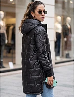 Dámska prešívaná prechodná bunda s kapucňou, čierna, FashionStreet TY5787 Dámska prešívaná prechodná bunda s kapucňou, čierna, FashionStreet TY5787