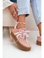 Sneakersy Damskie Na Platformie Z Ozdobami Różowe Vinness