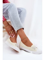 Tenisówki Trampki Damskie Z Haftem Lee Cooper LCW-25-31-3445L Beżowe