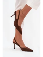 Szpilki Z Odkrytymi Piętami Czekoladowe Lenira