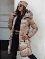 Dámska prešívaná zimná bunda s kapucňou ULTRAWAY camel FashionStreet TY4643