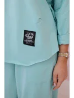 Bavlnená mikina nohavice set mätová