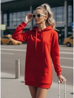 Dámska dlhá mikina s kapucňou oversize TIMMY červená FashionStreet EY1935 Dámska dlhá mikina s kapucňou oversize TIMMY červená FashionStreet EY1935