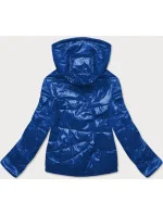 Modro-čierna dámska bunda s farebnou kapucňou (BH2005)