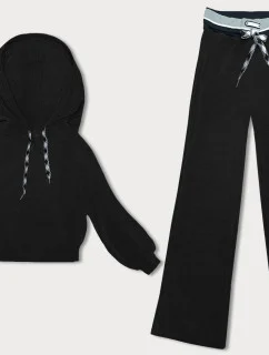 Čierny rebrovaný dámsky komplet (AMG-341A)