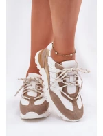Skórzane Półbuty Sneakersy Damskie Artiker 56C1738 Beżowo-Złote