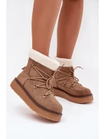 Dámské Sněhule Na Platformě S Zavazováním Světle Hnědá Roselya