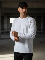 FashionStreet pánske biele tričko s dlhým rukávom LX0537