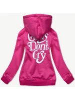 Krátka ružová dámska tepláková mikina (26013)