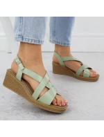 Zelené lakované dámske sandále na platforme Sergio Leone SK298