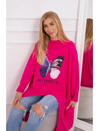 Oversize blúzka s potlačou fuchsiová