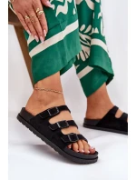 Klapki Damskie Z Paskami I Klamrami Czarne Uliri