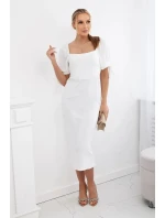 Šaty s viazanými rukávmi ecru