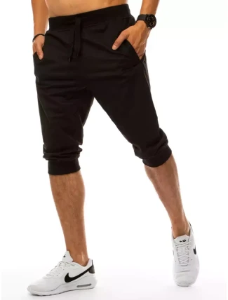 Pánske čierne teplákové šortky FashionStreet SX1534 Pánske čierne teplákové šortky FashionStreet SX1534