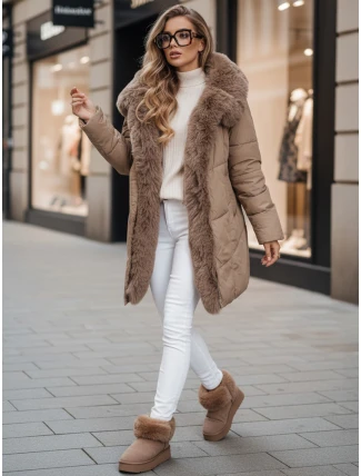 Dámska zimná bunda MORISIO dlhá prešívaná s kapucňou béžová FashionStreet TY5183 Dámska zimná bunda MORISIO dlhá prešívaná s kapucňou béžová FashionStreet TY5183