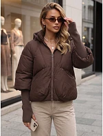 Dámska zimná prešívaná bunda s kapucňou, hnedá, FashionStreet TY5895